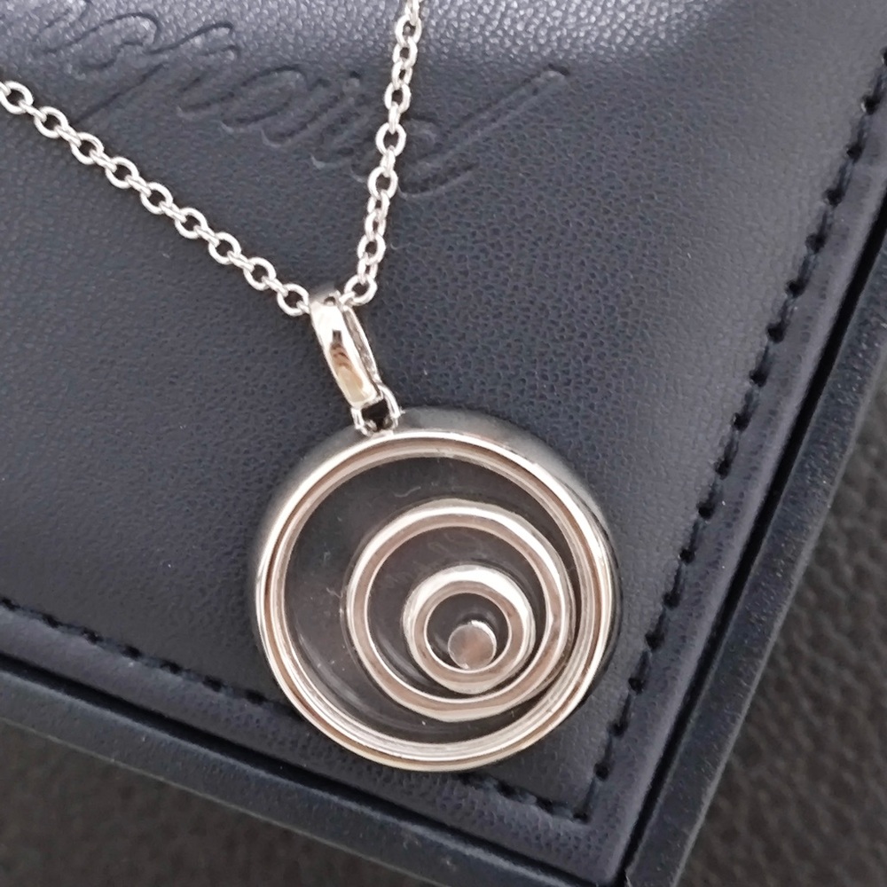 Chopard Silver Concentric Circle Diamond Accent Necklace - Picture 4 of 7